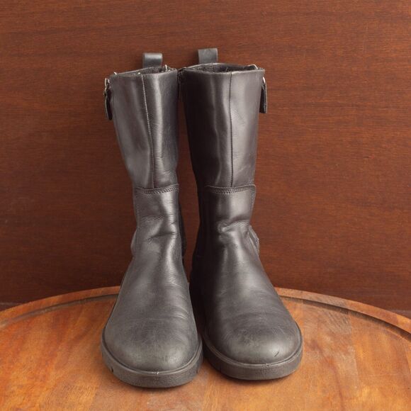 ECCO Bella Leather Double Zip Comfort Lightweight Boots Womens EU SZ 38 US 7 BLK - Picture 3 of 10